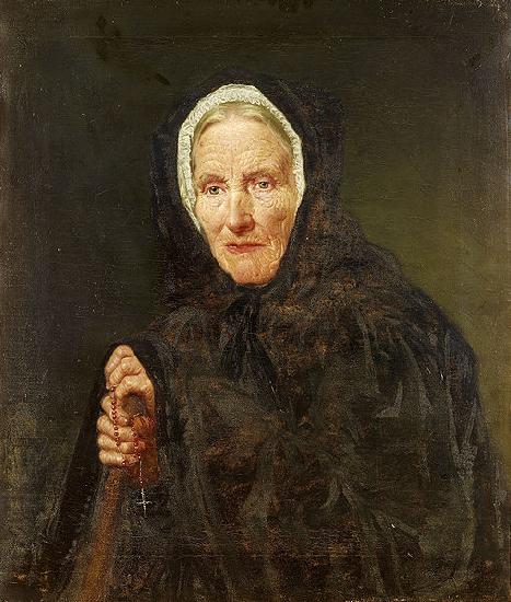 Carl d Unker Old Woman with a Rosary oil painting image